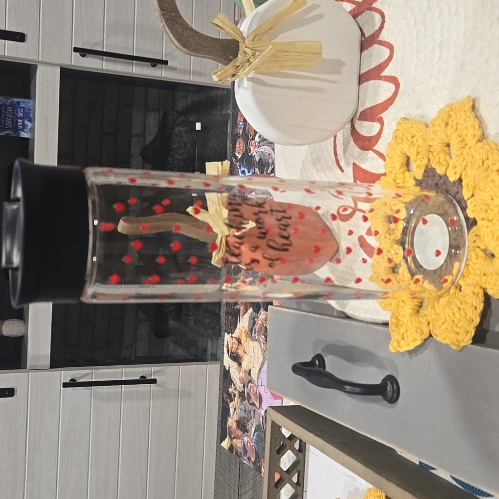 Veritas Glass Bottle with Red Accents